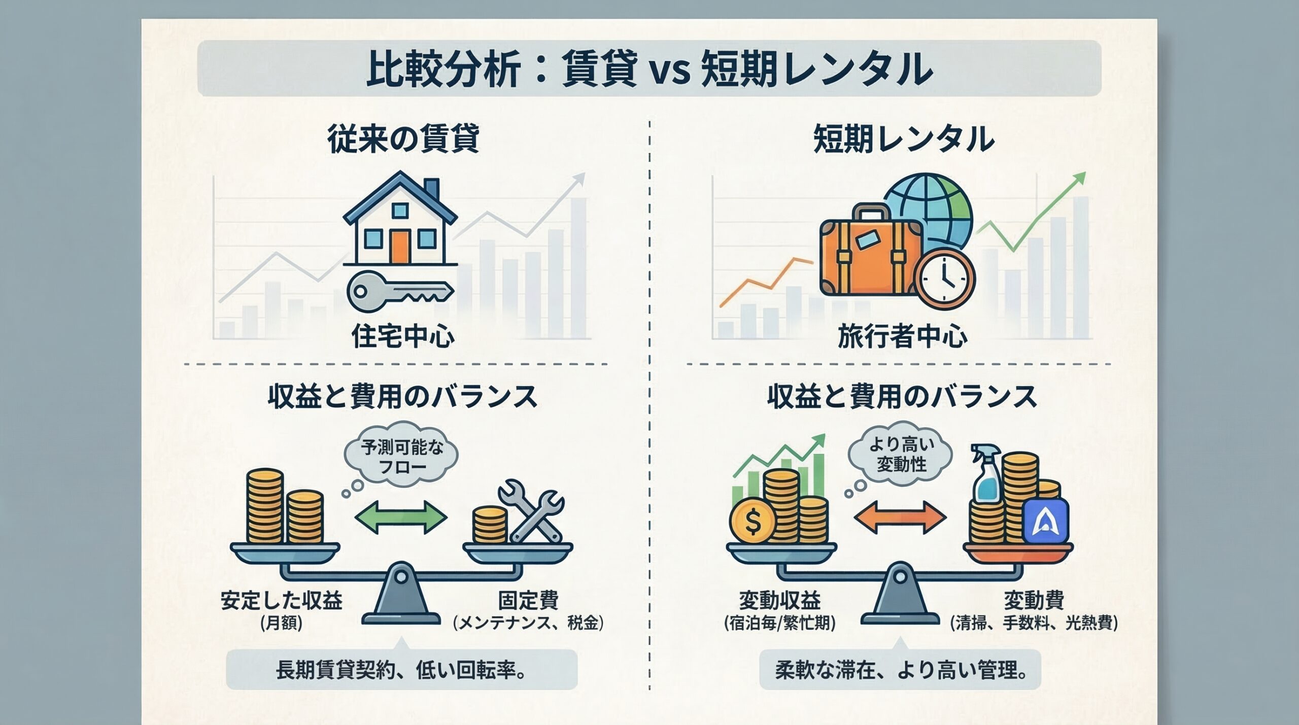 賃貸と民泊の比較