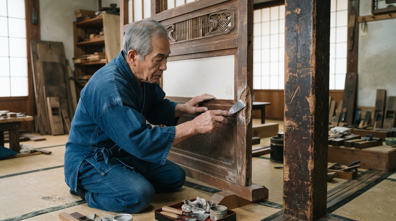 住宅リペア】「全部張り替えないとダメですか？」古い家の床のキズ・柱の凹み、リペア技術なら数万円で直せます