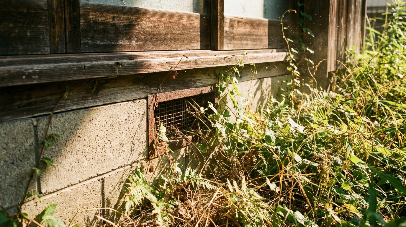 夏の「床下換気口」周りの除草と点検が木造住宅を守る、伝統工法の家を100年持たせるために今すぐやること