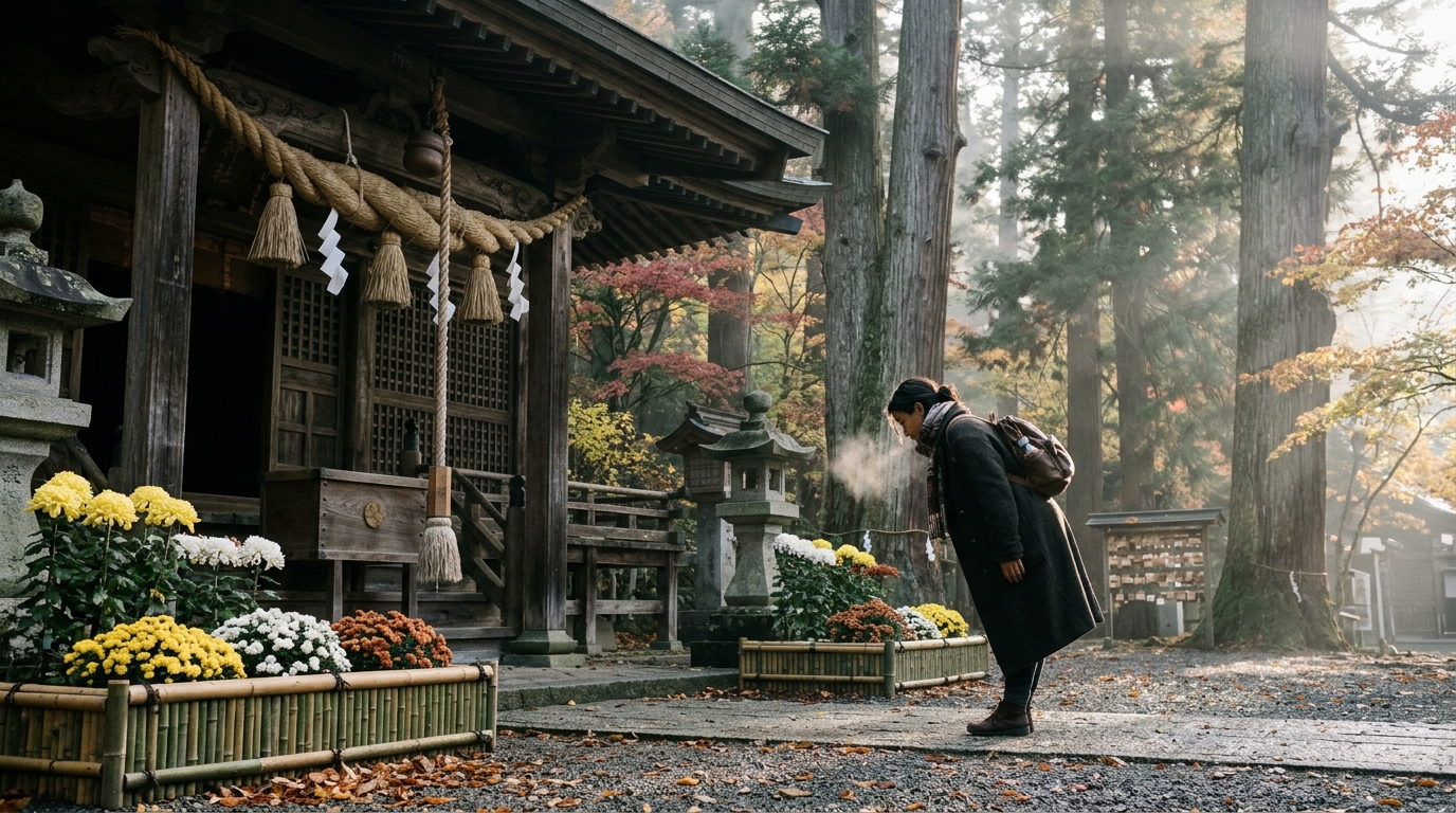 弥彦菊まつりの季節に「早朝の静けさ」を売る。渋滞を避けた神社参拝と地元の朝ごはんで選ばれる秋の宿づくり