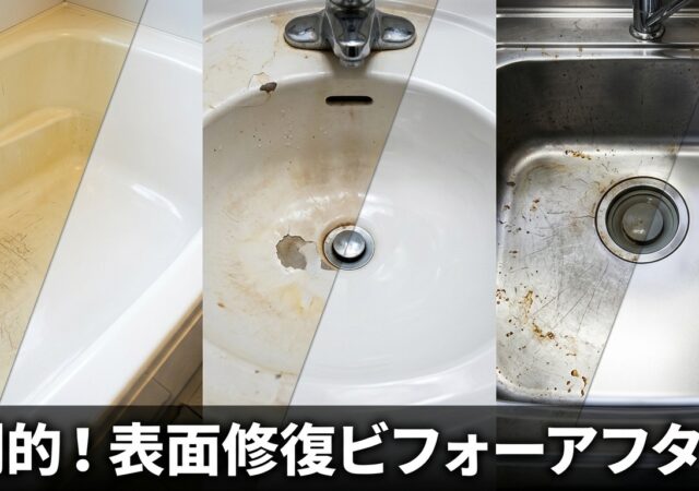 浴室・洗面台・キッチン「水回りの傷・変色」はリペアで直せる！交換せずに美観と清潔感を取り戻す方法浴室・洗面台・キッチン「水回りの傷・変色」はリペアで直せる！交換せずに美観と清潔感を取り戻す方法浴室・洗面台・キッチン「水回りの傷・変色」はリペアで直せる！交換せずに美観と清潔感を取り戻す方法