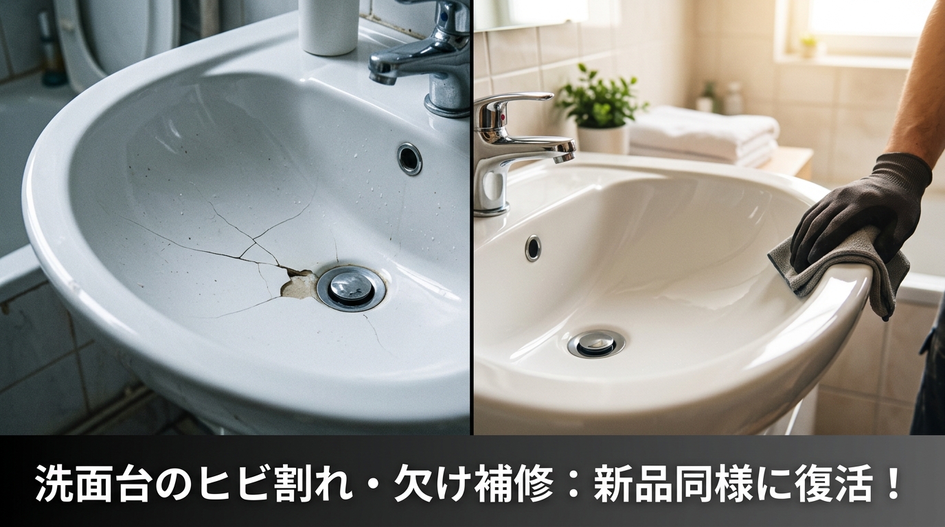 洗面ボウルのひび割れ・欠けは丸ごと交換しなくても直せる！耐水エポキシパテとウレタン塗装で低コスト再生する方法