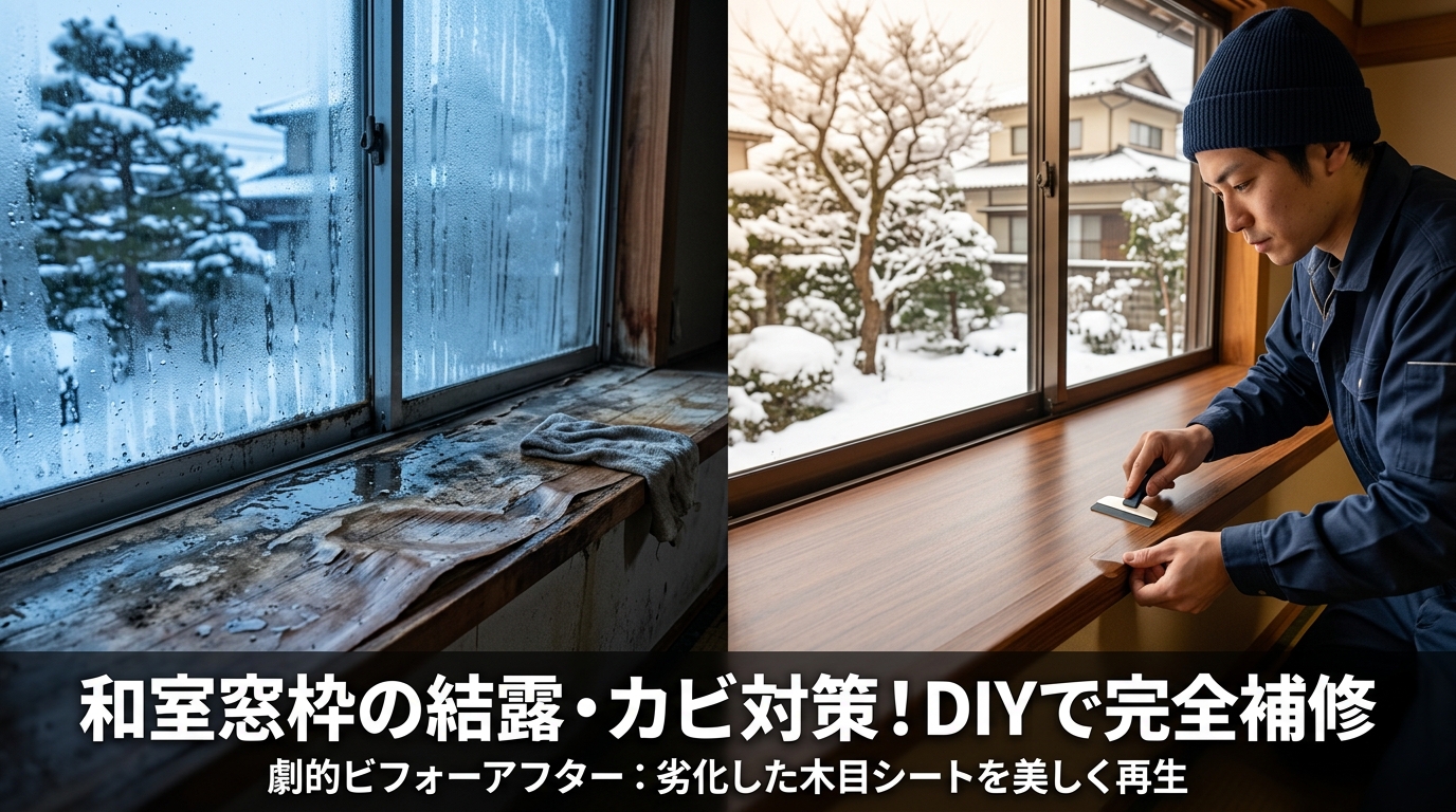 冬の結露でボロボロになった窓枠（膳板）を新品同様に！交換せずに直す水染み・剥がれリペアの実務