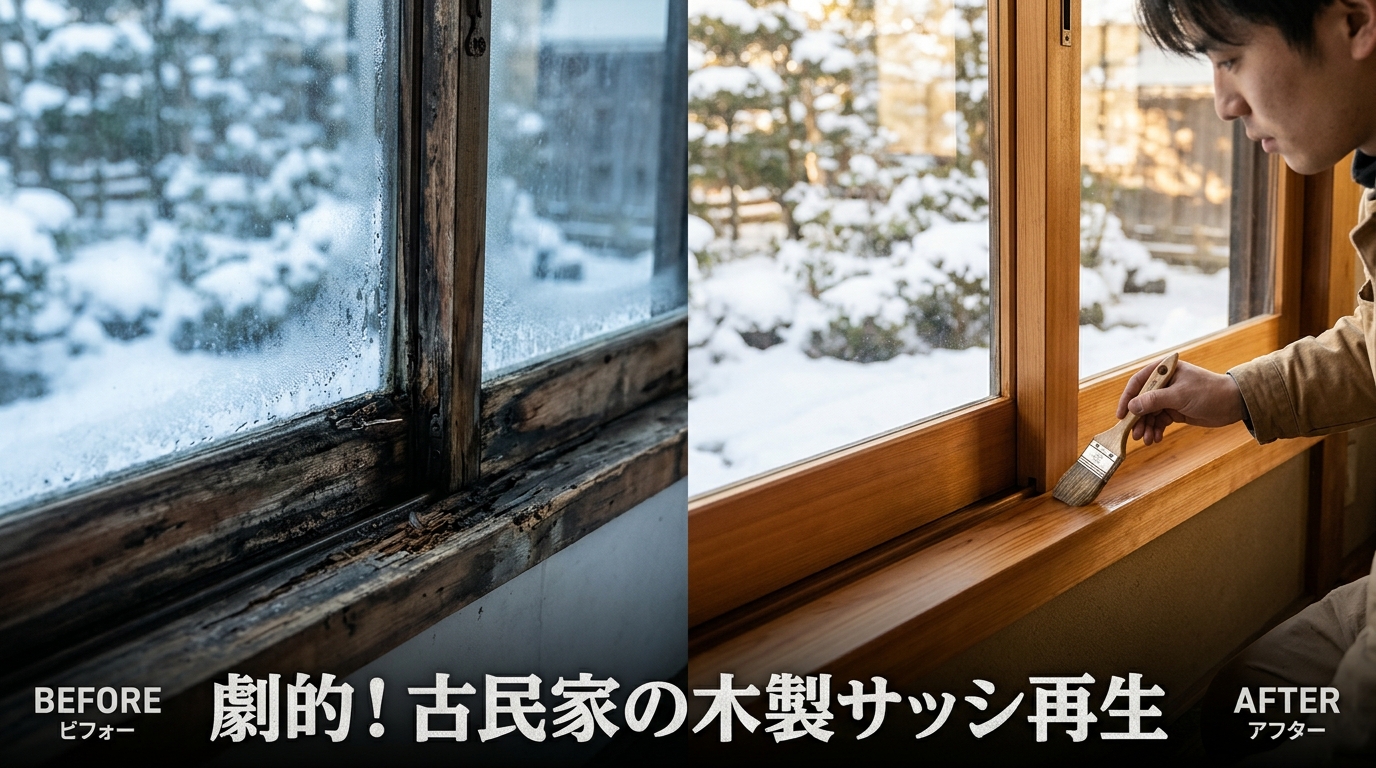 古民家の木製サッシを「交換しない」という選択。結露による黒カビ・水腐れを直して、意匠を残すリペア技術